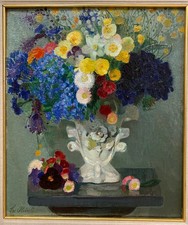 Evangelina Alciati pittrice di Torino quadro dipinto su tela vaso con fiori