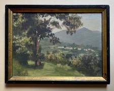 FAUSTO MAGNI LIVORNO OLIO SU TAVOLA PAESAGGIO 