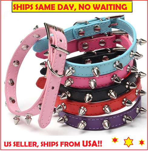 Collare pelle con borchie - pelle,