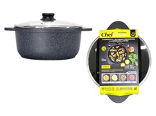 Pentola casseruola 28 cm coperchio in vetro per piano induzione gas elettrico