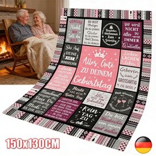 Coperta Decorativa Happy Birthday per Mamma | 150x130cm | Morbida Microfibra Poliestere IT