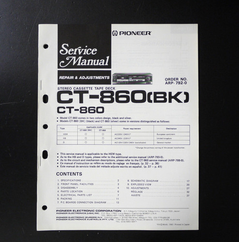 Originale pioneer 860 - pioneer, ct-860