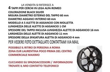 4 TAPPI COPRIMOZZO 60 mm  PER CERCHI IN LEGA ALFA ROMEO MITO BLACK SILVER 5 PIN