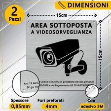 Cartello Area Videosorvegliata Alluminio, 2 Pezzi Cartello Videosorveglianza