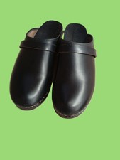 ZOCCOLI IN LEGNO FABBRICAZIONE A MANO TG. 42  VERA PELLE - MADE IN SWEDEN