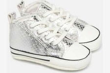 Scarpe sportive culla bimba Converse First Star 866505C Argento metallico