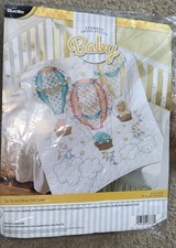 Kit punto croce timbrato copri culla Bucilla SIGILLATO su, su e via 34” x 43”