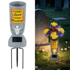 Vaso Tomba Cimitero Solare 1 LED Vaso Angelo con Spike per Cimitero Artificiale...