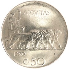 MONETA 50 CENTESIMI 1920 LEONI