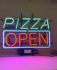 Pizza Open Slice Restaurant Food 20"x16" Neon Light Sign Lamp Wall Decor Display