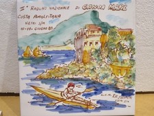 piastrella ceramica vietrese SOLIMENE Raduno Nazionale di CANOA MARE Vietri 1989
