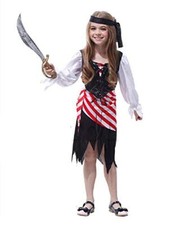 Costume da Pirata Piratessa Bambina Travestimento Carnevale Halloween L.114
