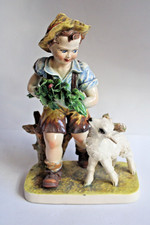 L68-CAPODIMONTE-MOLLICA-CERAMICA SCENA PASTORELLO AGNELLO PASTORE  GIFT FESTA
