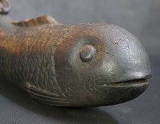 Antique Japanese Koi carp wood