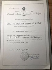 Diploma Maggiore artiglieria croce anzianità militare venticinque anni 