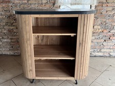 Mobile Consolle ovale INDUSTRIAL legno massello TOP piedi metallo 105x55xh108cm