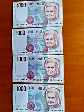 Banconote da Mille lire con serie consecutive (4 pezzi)