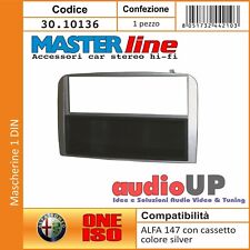 MASCHERINA RADIO 1 DIN ALFA 147 2000->2004 ADATTATORE UN DIN SILVER CON CASSETTO