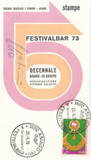 BUSTA FDC FESTIVALBAR 1973 ASIAGO AUTOGRAFATA MIA MARTINI CIRCOLO 7 COMUNI