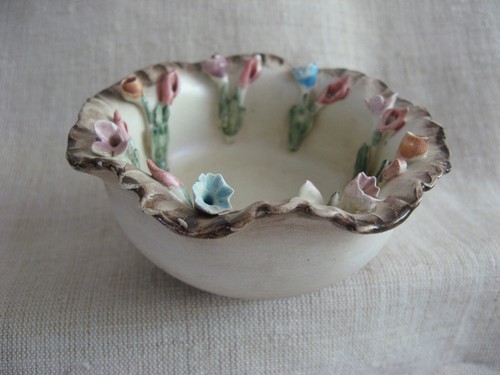 Cestino tondo con fiori - con,