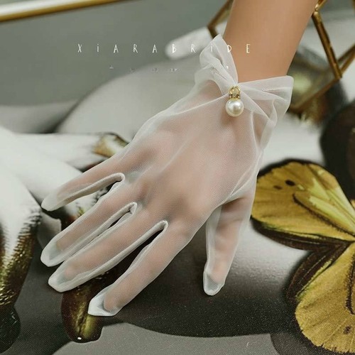Guanti dita pizzo con - in,
