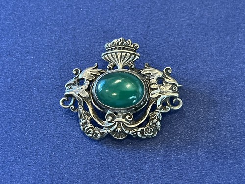 Spilla centrale verde argento
