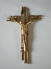 Crocifisso Ottone Fusione Design Anni 70/80 Modernariato 35*23cm 590gr. RefSATG