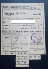 TESSERA COMITATO UNRRA TESSILE