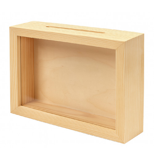 Wooden money box - box, clear