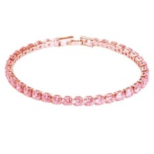 Bracciale Tennis Zirconi Strass 4mm Elegante 17/19cm Colore Oro rosa unisex