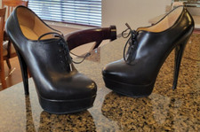 SCARPE DONNA NANDO MUZI NERE PELLE STRINGATE TACCO PLATEAU ITALIA SEXY RARE 7