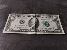 Banconota STATI UNITI USA 10 DOLLARI HAMILTON 1993 BOLLINO Verde Serie B