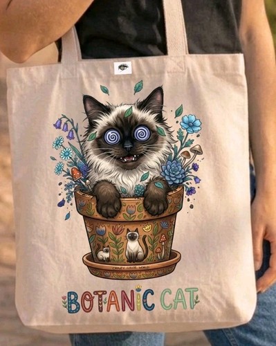 Tote bag gatto siamese botanic - bag,