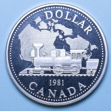 CANADA DOLLARO 1981 FERROVIA TRANSCONTINENTALE PROOF ARGENTO SILVER NUMISMATICA
