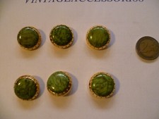 6 BOTTONI RESINA VERDE PRATO - ORO DIAMETRO 2,5 CM SARTORIA GIACCA CAPPOTTO
