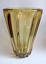 L68-ARCHIMEDE SEGUSO MURANO-VASO  VETRO COSTE AMBRA PAGLIESCO GIALLO ORO GLASS