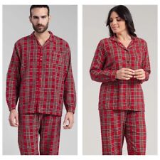Pigiama Uomo e Donna natalizio aperto avanti in flanella Irge scozzese tartan