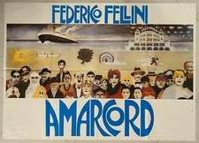 A MANIFESTO ORGINALE CINEMA 2F AMARCORD FEDERICO FELLINI GELENG OSCAR CULT.