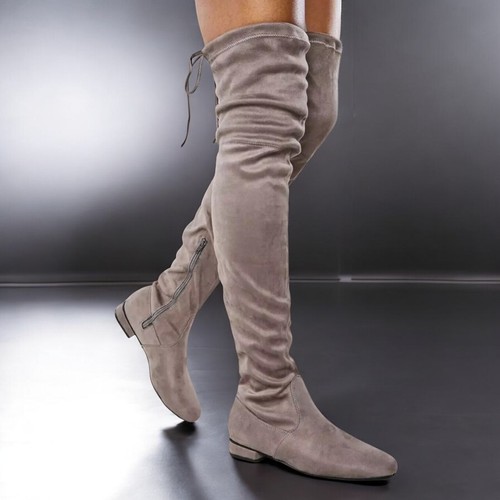 Stivali stringati piatti donna