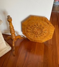 Tavolino tavolo tondo intarsiato Rolo emiliano, gambo centrale, '800!