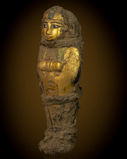 Autentica pietra antica egizia Ushabti avvolta in lino egiziano a.C.