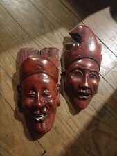 Due Maschere Antiche intagliate in legno 
