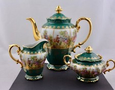 JKW CARLSBAD BAVARIA CHINA FRAGONARD LOVE STORY SET CAFFÈ 3 PEZZI - COME NUOVO