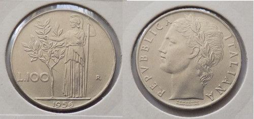 100 lire 1956 fdc - lire,
