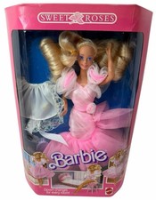 NRFB Vintage 1989 Sweet Roses Barbie bambola #7635 abito rosa cambia casa bella