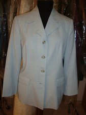 GIACCA DONNA VINTAGE da tailleur blazer azzurro trama di lana primavera  42