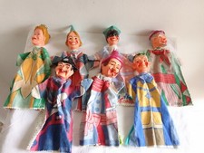 Burattini A Guanto Marionette Teatrino Lotto 7 Pezzi Anni 60/70