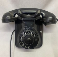 Telefono fisso a disco da parete vintage anni '60 nero in bachelite collezione