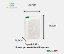 TANICA FUSTO LATTINA IN PLASTICA 15 LITRI - PER ALIMENTI - MADE IN ITALY
