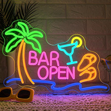 Bar open scritte neon - scritte, neon,palma